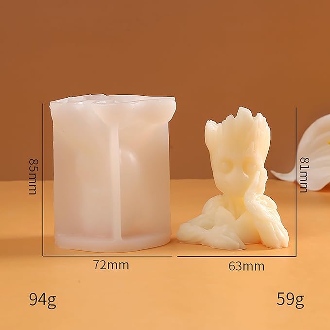 Groot Mold Groot Man Mold Tree Man Candle Mold Body Mold Resin Casting Mold Resin Making Molds Silicone Mold for Candle Home Decorate Mold Candle Making Mold 3D Animal Mold