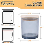 10 OZ Thick Candle Jars for Making Candles 15 Pcs, Empty Jars with Wood Lids for Candle Making, Sample Container, Grey