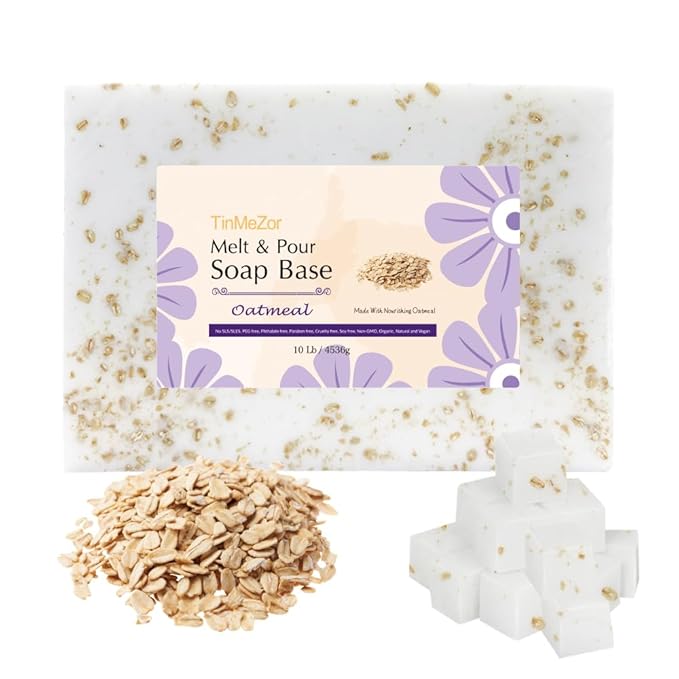 10LB Oatmeal soap base for DIY Handmade Soap making with Oatmeal Milk, Melt and Pour for Crafting and Making, Vegan, Easy to Cut