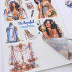 Dwpetzo Astrologer Journaling Sticker Book for Adults, 20 Sheets A5 Precut Transparent PET Washi Paper Materials Stickers for Scrapbooking, Junk Journal Supplies, Planners, Bujo, Collage