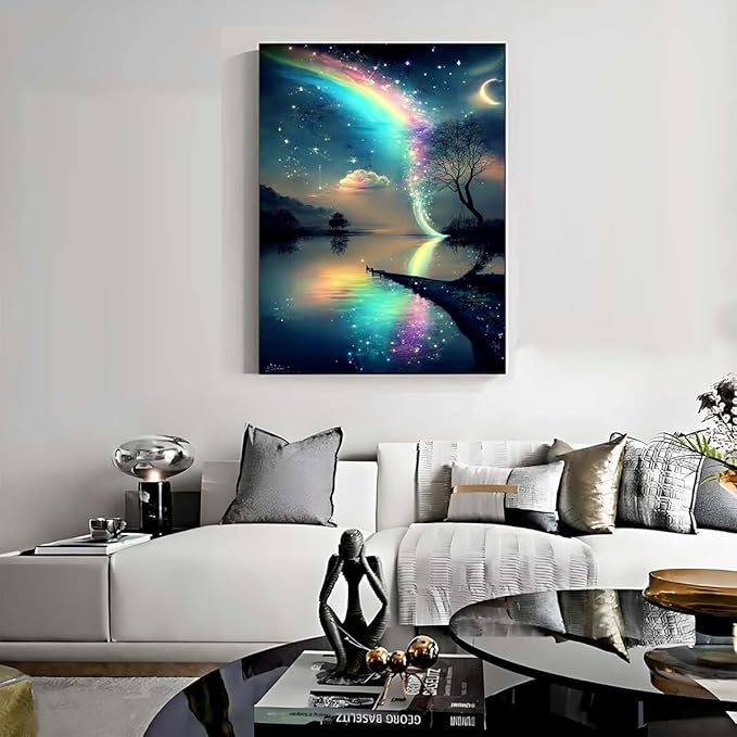 Starry Sky Cross Stitch Kits for Beginners Adults, Landscape Patterns Dimensions Needlepoint Art Crafts,Counted Cross Stitch Kits Embroidery Kits for Beginners Adults for Home Decor 11.8X15.7inch