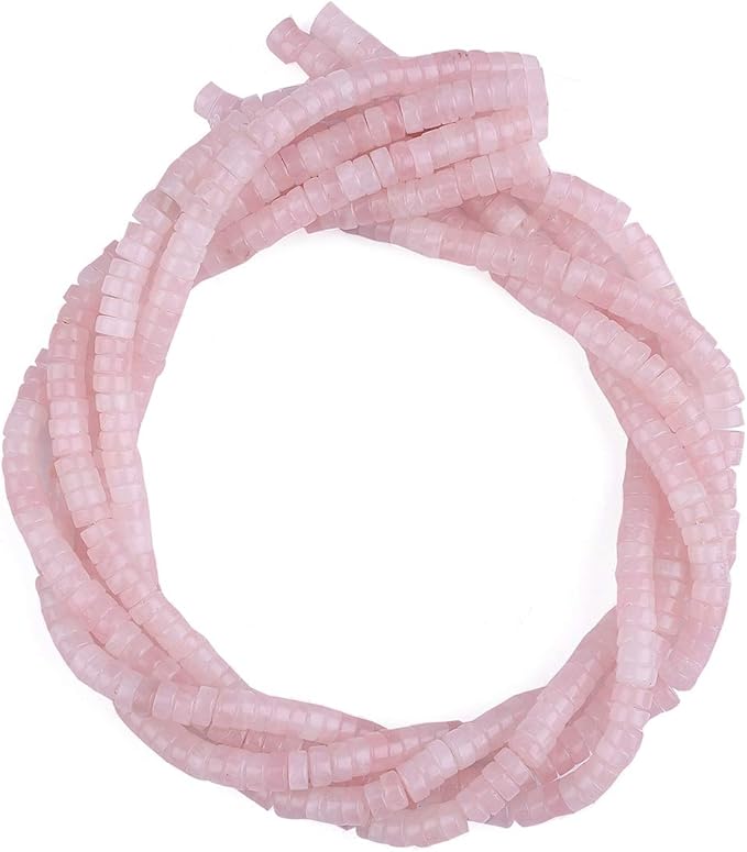 Natural Rose Quarts Crystal Spacer Beads Caps Loose Semi Gemstone for Beading Jewelry Making 6mmx3mm 38cm