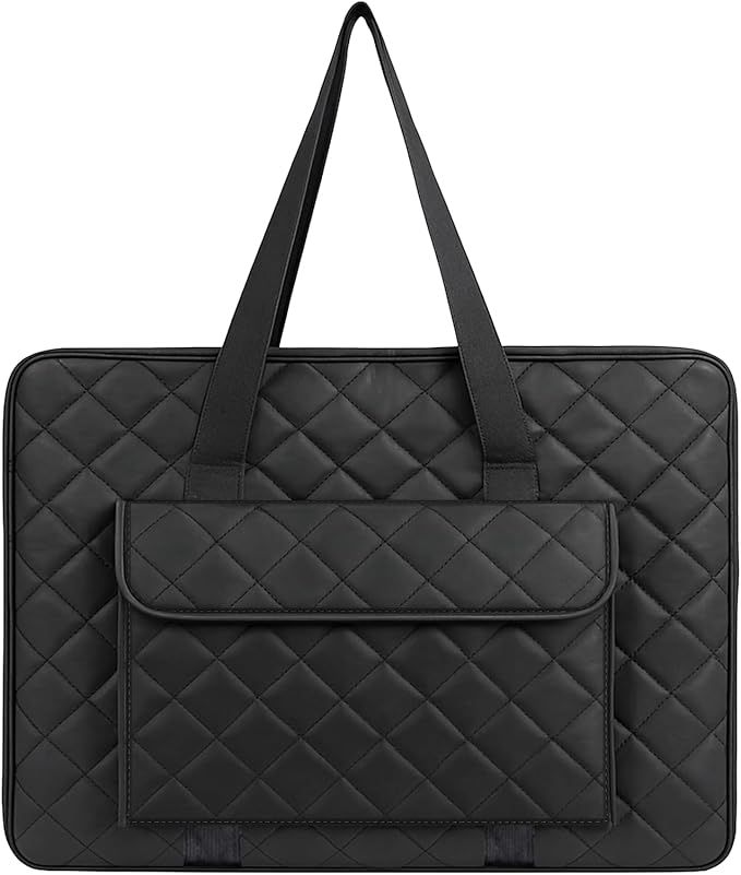 JJRING 18x24 Quilting Portfolio Bag, Lightweight Black Art Canvas Portfolio Case, Portable Storage Case for Posters, Artwork, Drawing and Sketching Boards