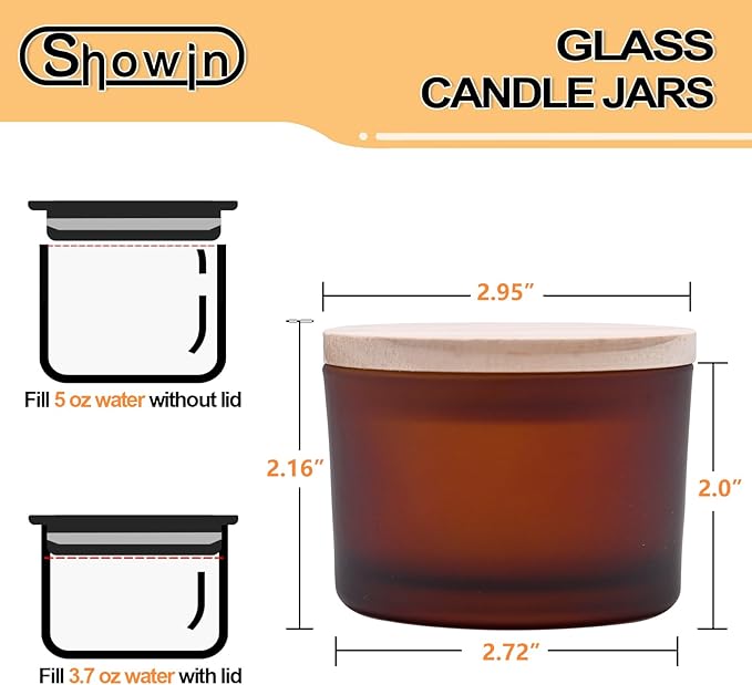 Thick Candle Jars for Making Candles 16 Pcs, 4 OZ Empty Jars with Wood Lids for Candle Making, Sample Container - Dishwasher Safe, Frosted Brown