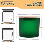 12 OZ Thick Candle Jars for Making Candles 12 Pcs, Empty Jars with Wood Lids for Spice Jars, Sample Container, Frosted Green