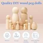Wood Peg Dolls Unfinished 2 inch, Mom/Angel Shape, Pack of 250 Birch Wooden Peg People for Crafting, Miniature Figures, and Small World Play