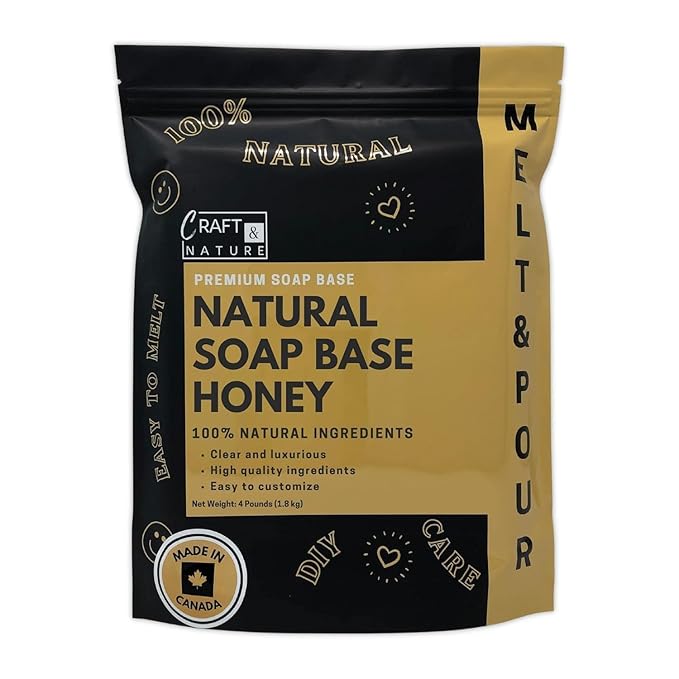 Craft & Nature 4 LB All Natural Unscented Honey Moisturizing Glycerin Melt And Pour Soap Base for Soap Making