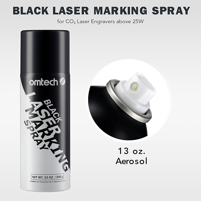OMTech Laser Marking Spray, Metal Laser Marking Fluid for CO2 Laser Engravers, 4×13oz Aerosol Spray for Black Laser Engraving Metal, Laser Ink for Aluminum Stainless Steel Brass(4 Pack)