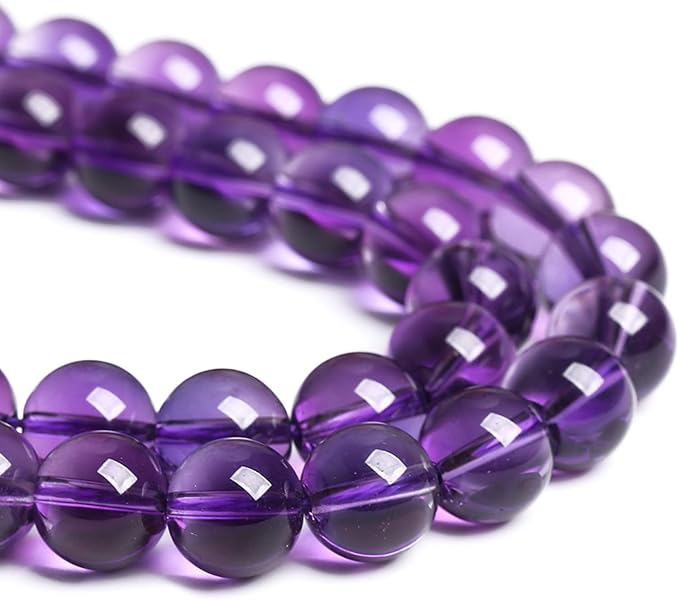10MM 38PCS Natural Stone Clean Amethyst 3A Grade Crystal Loose Beads for Jewelry Making DIY Bracelet