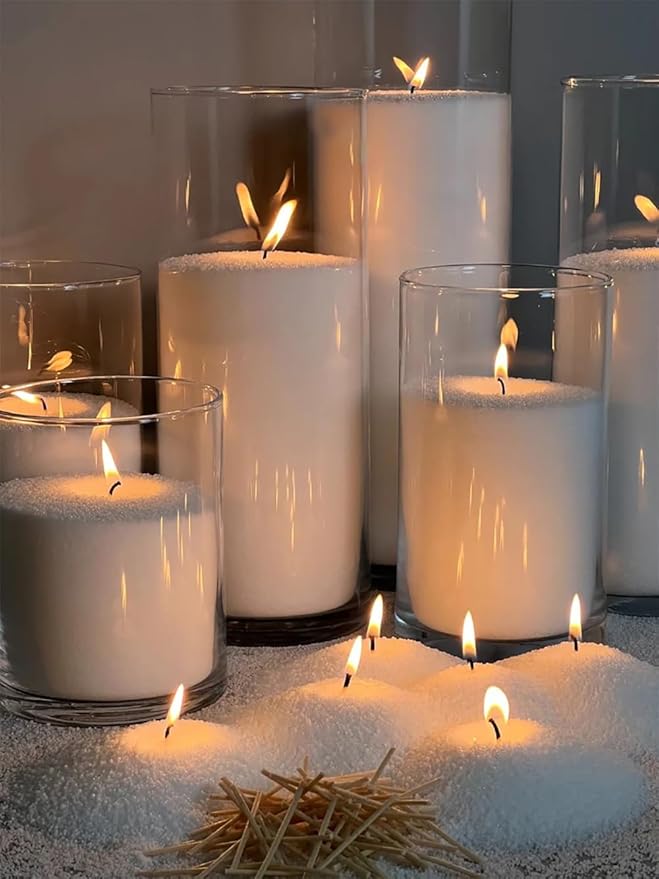 NICEME White Candle Sand with Wicks Pearled Candle Wax Beads, 26OZ/ 750g Customized Powder Candle Making Kit All Natural Granulated Wax for Candles Self Extinguish Refillable Candles with 30pcs Wicks