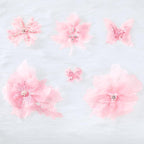 6 Pieces 3D Flower Lace Embroidery Butterflies Appliques Pearl Patches for Repairing and Decorating, Sewing Craft Clothing Jeans Jackets Bags (Pink)