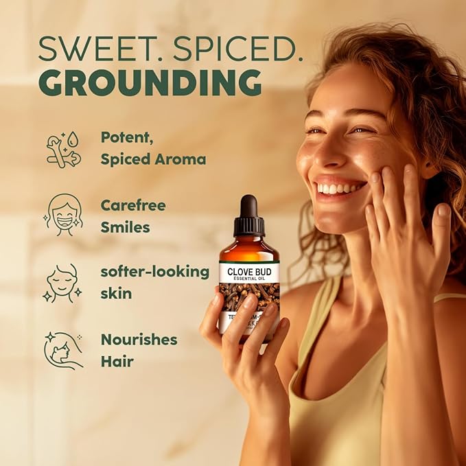 KUKKA Clove Essential Oils - 4 Fl Oz - for Hair, Skin, Diffuser, Aromatherapy & DIY Soap Making Scent