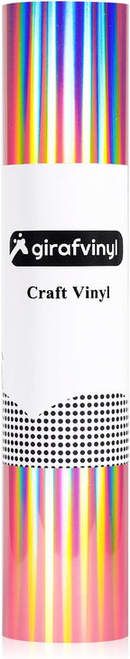 GIRAFVYINL Holographic Pink Permanent Vinyl Permanent - 12” X 10FT Glossy Hot Pink Vinyl Permanent for DIY Home and Car Decor, Tumbler