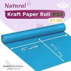 SMART&CASUAL 15" x 450" (37.5') Kraft Paper Roll for Art Craft Supplies Gift Wrapping Moving Packing Kids Painting Drawing Paint Easel Poster Chart Paper (Lake Blue, 15" W x 450" L (37.5'))