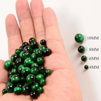 NCB 100PCS 8mm Natural Green Tiger's Eye Gemstone Round Loose Stone Spacer Beads for Jewelry Making with Crystal Stretch Cord