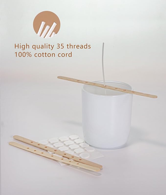 100pcs Candle Wicks Kit Pre-Waxed and Pre-Tabbed Cotton Wicks for Candle Making,Wick Stickers, Wick Centering Device - Great for Soy, Beeswax, and Paraffin Candles