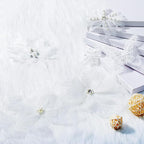 6 Pieces 3D Flower Lace Embroidery Butterflies Appliques Pearl Patches for Repairing and Decorating, Sewing Craft Clothing Jeans Jackets Bags (White)