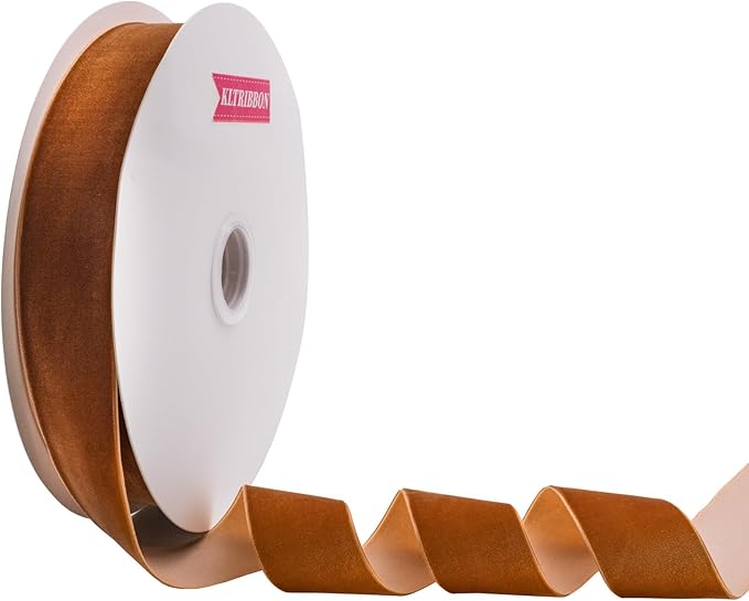 Nylon Velvet Ribbon Single Faced,1 1/2 Inch X 25Yards Spool (Ginger)