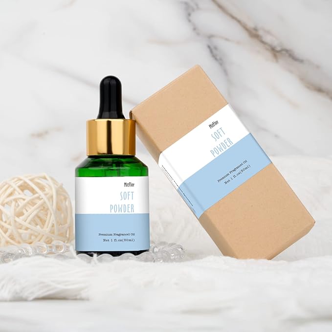 Soft Powder Fragrance Oil, MitFlor Single Scented Oil, Large Size Fragrance Oil for Diffuser, Soap & Candle Making Scent, Aromatherapy Oil, Clean Scent for Home Fragrance, 30ml