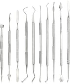 TOVOT 10PCS Stainless Steel Clay Sculpting Tools Metal Sculpting Tools Double-Side Clay Modeling Tools Wax Carving Tools (Silver-2)