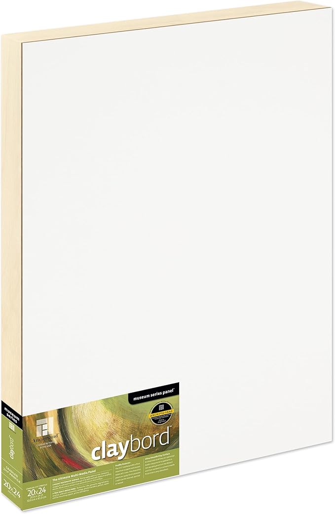Ampersand Art Supply Wood Painting Panel: Museum Series Claybord, 20" x 24", 1-1/2" Cradled Profile