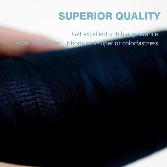 Black Serger Thread, All-Purpose Thread for Sewing, Polyester, 4 Cones of 3000 Yards Each Spool for Sewing Machine