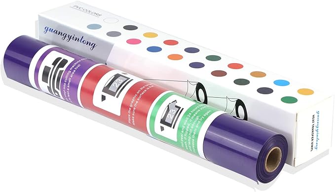 Guangyintong 12" x 12ft Heat Transfer Vinyl Rolls - Purple Matte Surface HTV for T-Shirts - Easy Cut & Weed for Heat Vinyl DIY Design
