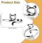 YUXIANLB 4pcs Adjustable Crochet Tension Ring for Finger, Cat Shape Metal Open Guide Tension Ring for Crocheting, Crochet Loop Rings Braided Faster Knitting Thimbles Supplies For Women Mother - Silver