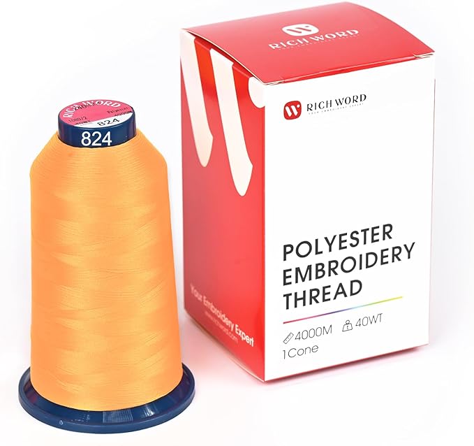 Richword Selected Yellow Embroidery Thread 4000M(4374Y) 40WT Polyester Thread 100 Colors Selected for Commercial Multi Needles and Single Needle Embroidery Machine 0824