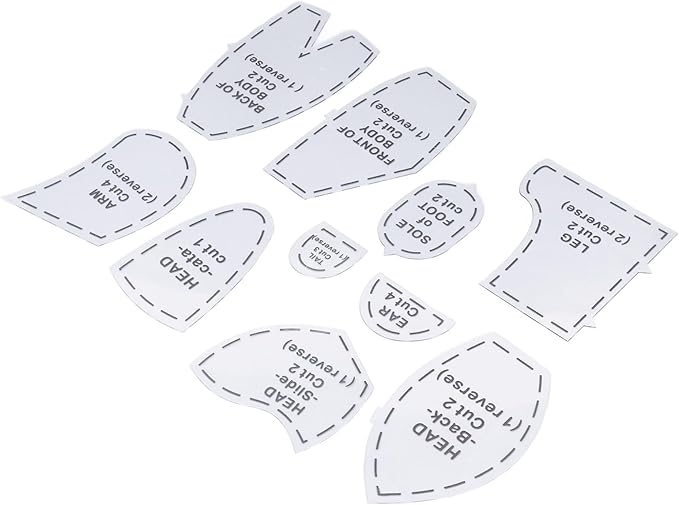 Bear Sewing Pattern Set, Acrylic Quilting Tools 10 Pieces Reusable Bear Sewing Patterns for Home (L 15inch)