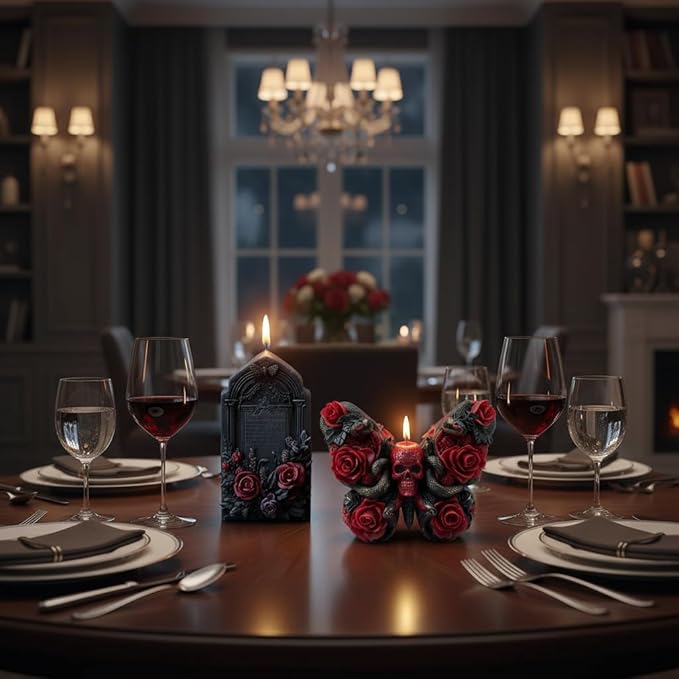 Snake Skull Silicone Mold, Cylinder Candle Mold with Coiling Snake for Halloween Candle Making, Resin, Clay Craft, Aromatherapy Gypsum, Home Decor (Rose & Skull)