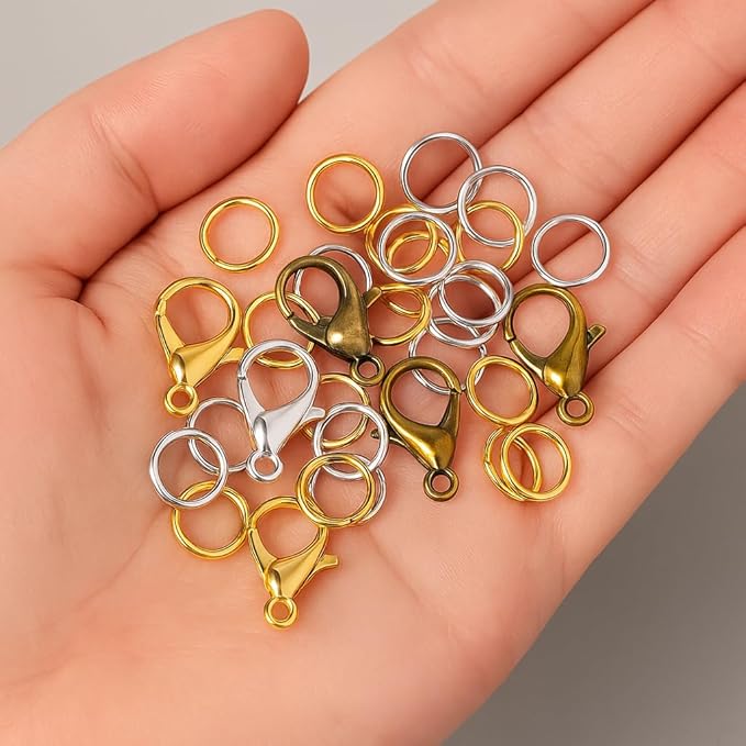 Mandala Crafts 12mm Assorted Metal Lobster Clasps for Jewelry Making - 2568 Lobster Claw Clasps with Jump Rings Jewelry Findings Kit for Necklaces Bracelets Charms Fasteners