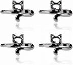 YUXIANLB 4pcs Knitting Crochet Loop Ring for Fingers Metal Open Yarn Guide Crochet Rings Adjustable Braided Faster Knitting Thimbles Holders Accessories for Crochet Mother Grandma Gifts (4Black)