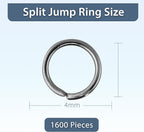 Mandala Crafts 4mm Gunmetal Double Jump Rings for Jewelry Making - 1600 Pcs Small Split Key Rings Set for Crafts, DIY Keychains, and Accessories