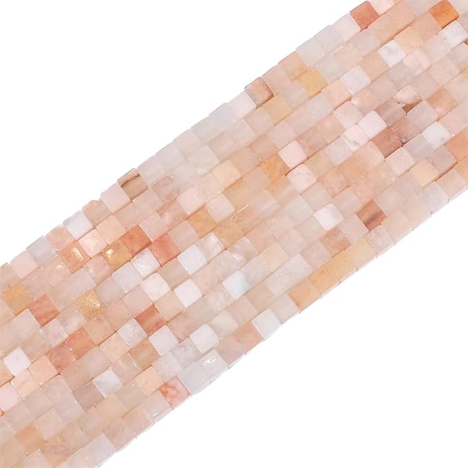 Natural Pink Aventurine Square Stone Beads 4x4mm 85pcs Cube Loose Semi Gemstone Beads for Jewelry Making Design