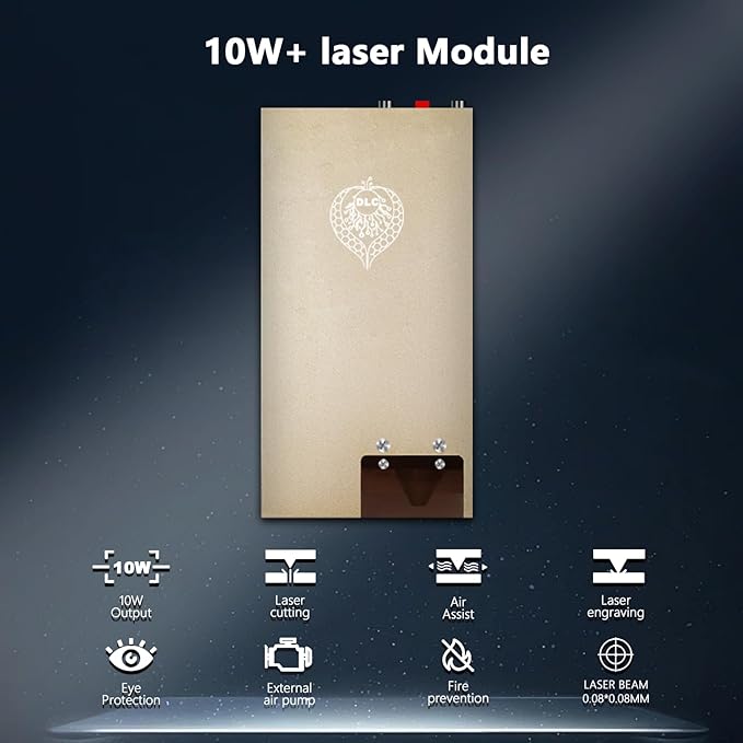 DLC 80W Laser Engraving Cutting Module with Built-in Air Assist, 10W(10000mW) Output Power,Built-in FAC,Compressed Spot CNC Carving DIY Laser Master for Laser Cutter Laser Engraver Machine - Class 4
