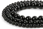 45pcs 8mm Natural Stone Beads Black Obsidian Beads Crystal Gemstone for Jewelry Making, DIY Bracelet Necklace