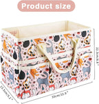 E-WEICHEN Craft Organizer Tote Bag Art Storage Caddy with Multiple Pockets Containers for Art,Craft,and Office Supplies Storage.Pink Cat