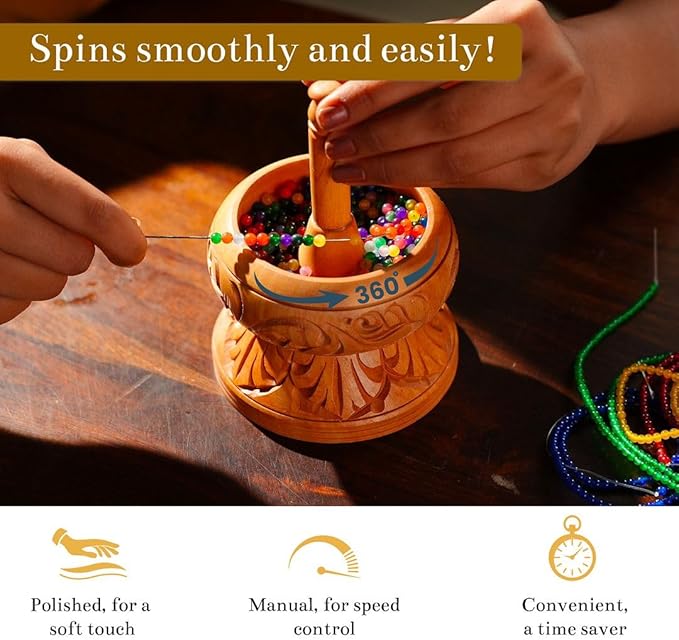 SHOP LC DELIVERING JOY Clay Bead Spinner Kit for Jewelry Making with Big Eye Beading Needle and 3 mtr Wire - Necklace Bracelet Maker Wooden Crafting Birthday Gifts for Womens - Haldoo