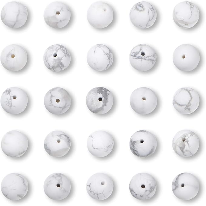 NCB Matte White Howlite Beads 200pcs 6mm Round Gemstone Beads Spacer Charm Beads Natural Stone Loose Beads for Bracelet Necklace Jewelry Making 4mm 6mm 8mm 10mm (Matte White Howlite, 6mm 200Beads)