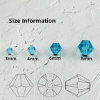 100pcs 8mm Bicone Glass Crystal Beads for Jewelry Making, Faceted Bicone Glass Spacer Beads for Bracelet Earring Necklace DIY Craft(Light Lake Blue)