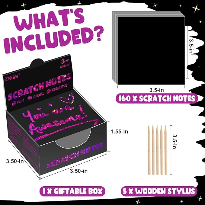 ZMLM 165 Rainbow Scratch Paper Art Crafts Mini Notes Kids Gifts 4 5 6 7 8 9 10 Years Old Girls Boys Students Teens Classroom Prizes School Supplies Birthday Party Travel Toy Activity(Rose)