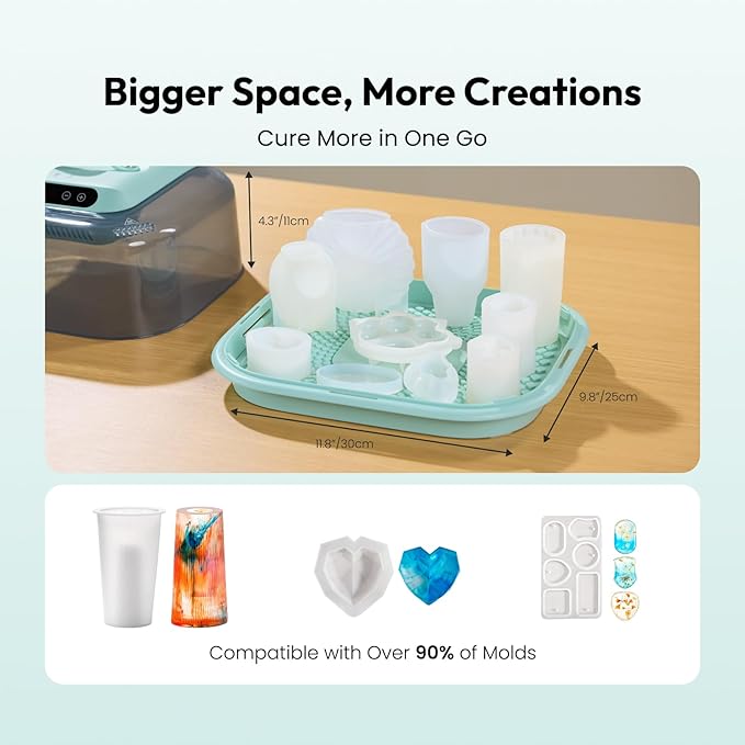 Resiners Resin Curing Machine G3 with UV Resin Light, 2H/1Min Fast Curing, Silicone Mat Included, Deformation-Resistant Reversible Base, Resin Dryer for Epoxy Mold Casting, Jewelry Making, DIY Decor