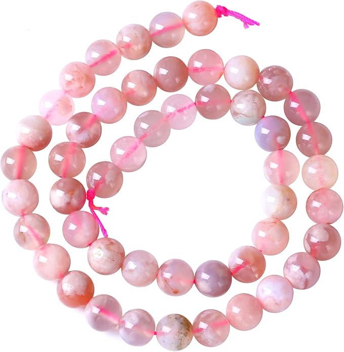 10MM 36PCS Natural Sakura Agate Gemstone Crystal Beads for Jewelry Making DIY Bracelet