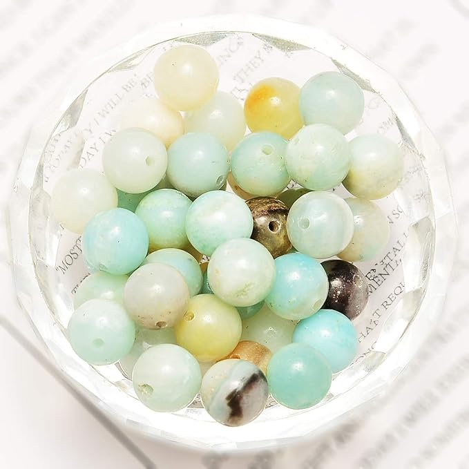 NCB 200pcs 4mm Loose Beads for Jewelry Making, Natural Semi Precious Beads Round Smooth Gemstones Spacer Beads Charms for Necklaces Bracelets (Mixedcolor Amazonite, 4mm 200Beads)