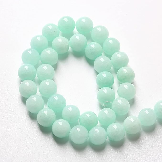 10MM 38PCS Natural Stone Amazonite Chalcedony Loose Beads for Jewelry Making DIY Bracelet Necklace 1 Strand
