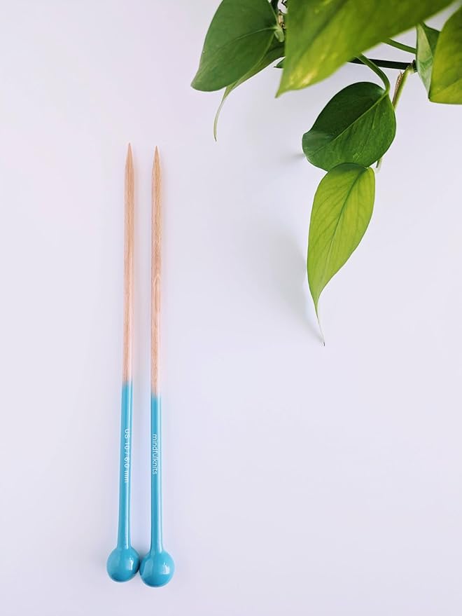 mindfulknits Premium Straight Single Pointed Beech Wood Knitting Needles – Size US 10, 6mm – 35cm Length – Straight Needle Set - Crafting & Knitting Supplies for Relaxation & Stress Relief (6mm)