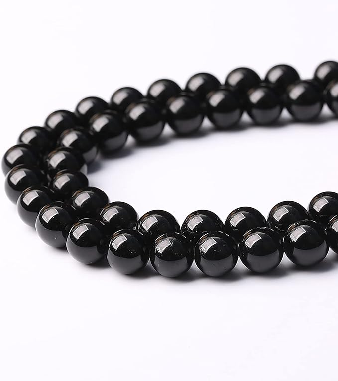 90pcs 4mm AAAA Natural Black Tourmaline Gemstone Beads Round Loose Beads for Jewelry Making DIY Bracelet Necklace(Black Tourmaline, 4mm)