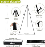 AROIC 63 "Easel Stand for Display, 10 Pack Portable Foldable Metal Easel, Easels for Signs Wedding Logos,Arts, Painting,Adjustable Floor Easels with 10 Storage Bag