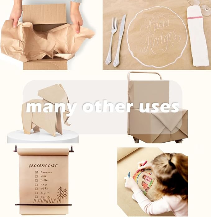 SMART&CASUAL 15" x 900" (75') Kraft Paper Roll for Art Craft Supplies Gift Wrapping Moving Packing Kids Painting Drawing Paint Easel Poster Chart Paper (White, 15" W x 900" L (75'))